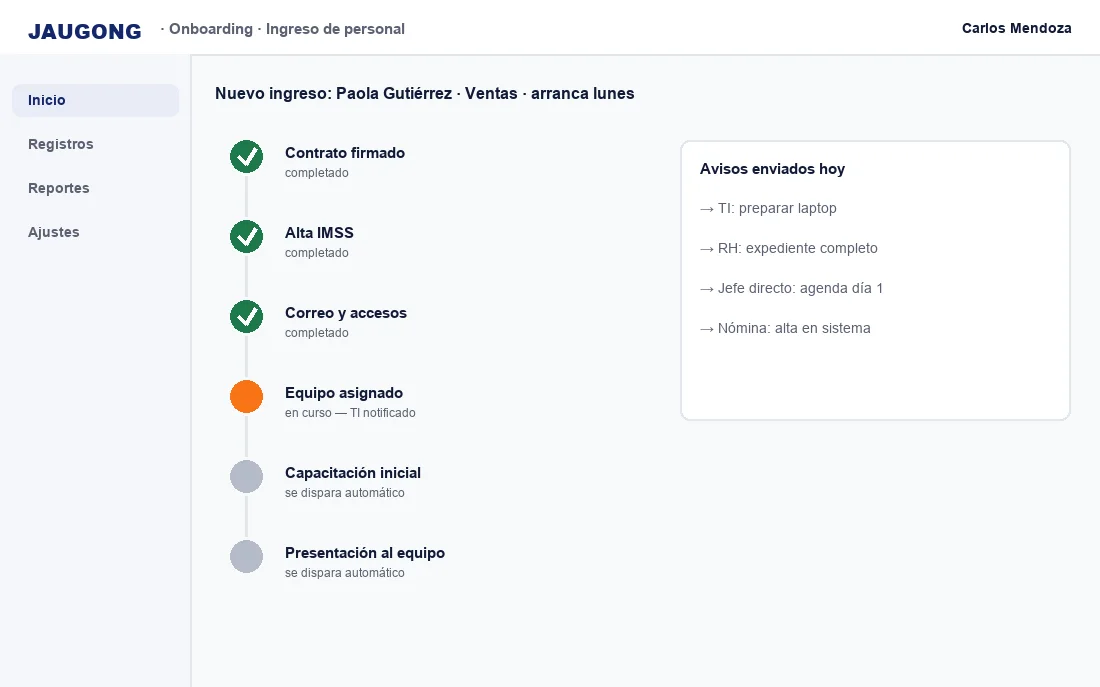 Onboarding de personal